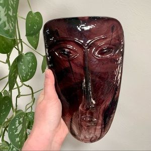 Mid Century Erik Höglund Style Amethyst Art Glass Face